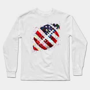 American Football Ball Watercolor Silhouette Long Sleeve T-Shirt